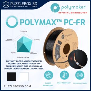 Polymaker PolyMax PC-FR 3D Printing Filament Toughness Light Diffusing Properties