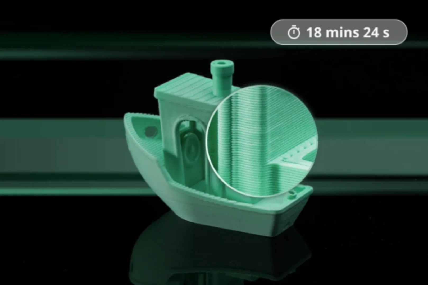 Sample print of Benchy that took 18 minutes to complete