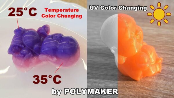 Polymaker Panchroma UV Shift PLA 3D Printing Filament Glow under UV Light & Temperature Change - Image 4